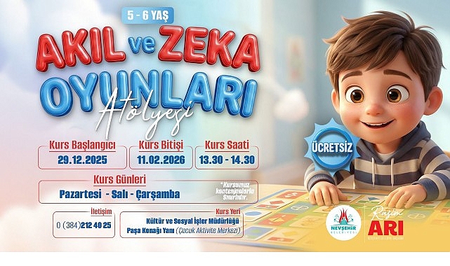 nevsehir belediyesinden akil ve zeka oyunlari atolyesi